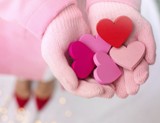 Hands holding Valentine hearts