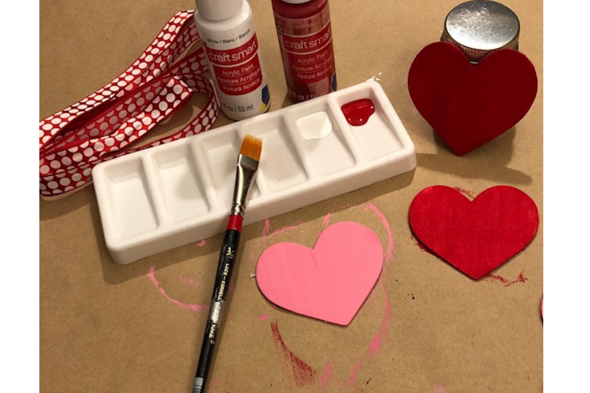 Valentine paint supplies, Valentine paints, hearts